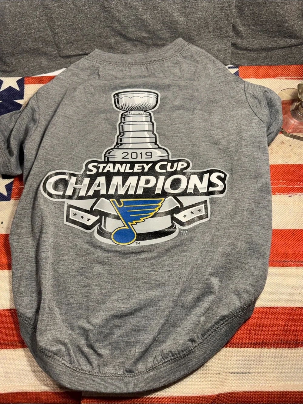 St. Louis Blues 2019 Stanley Cup Champions Gray Pet Tee